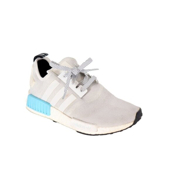 Adidas Womens Size 5 Bright Cyan White Blue NMD R1 Sneaker Lace Up Boost Trainer - Picture 7 of 7